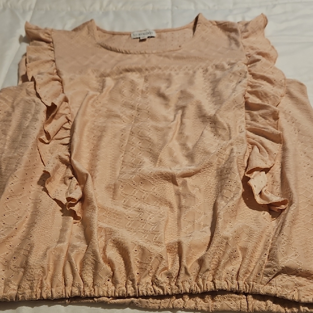 Luxology Peach Ruffle Sleeve Blouse